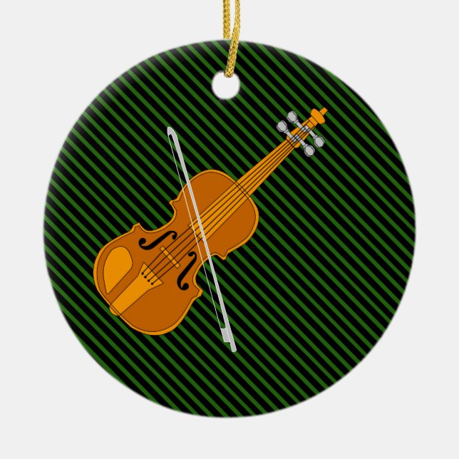 Violin Drawing Ceramic Tree Decoration (Front)