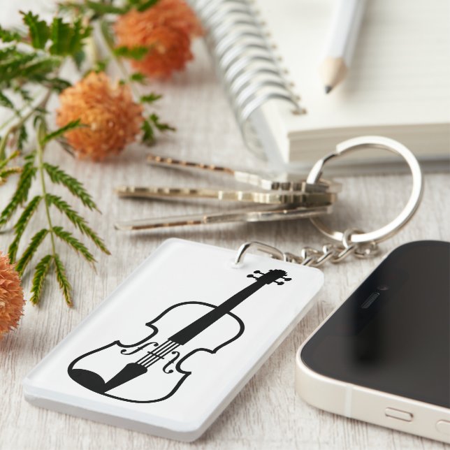 Violin drawing keychain for violinist or musician (Front Right)