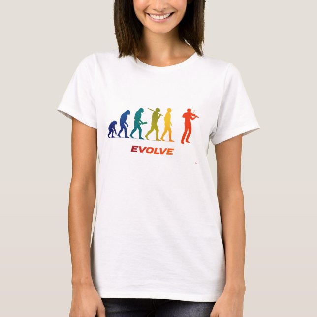 Violin Evolution Silhouette Musician Design T-Shirt (Front)