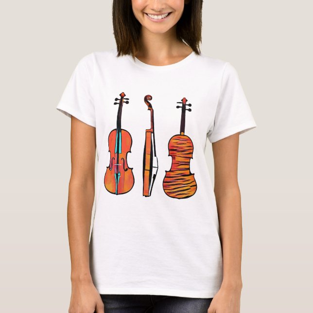 violin fiddles original musical instruments art T-Shirt (Front)