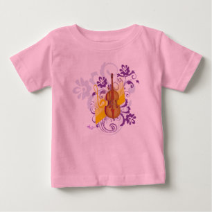 Violin Floral Swirl Pink Toddler Ruffle Tee