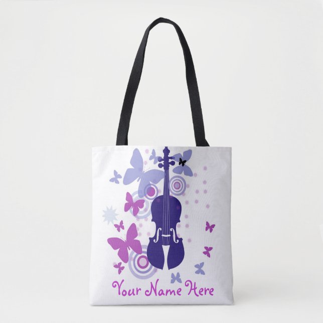 Violin Flutter Tote with Your Own Name Bag (Front)
