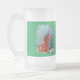 violin frosted glass beer mug