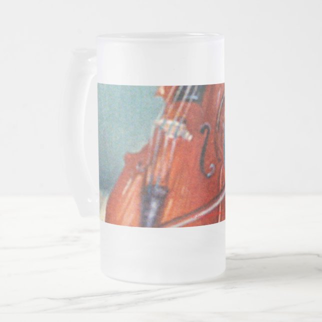 Violin Frosted Glass Beer Mug (Front Left)
