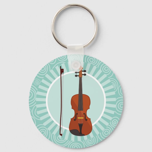 Violin Fun Turquoise Swirl Music Key Ring (Front)