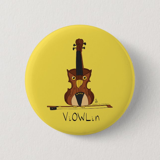 Violin Funny Musician Cartoon 6 Cm Round Badge (Front)