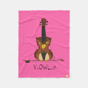 Violin Funny Musician Cartoon Fleece Blanket