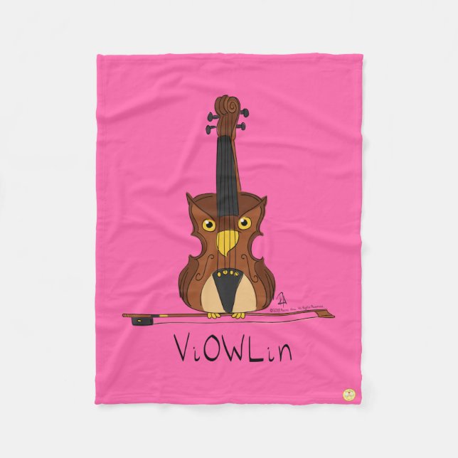 Violin Funny Musician Cartoon Fleece Blanket (Front)