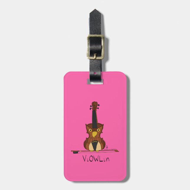 Violin Funny Musician Cartoon Luggage Tag (Front Vertical)