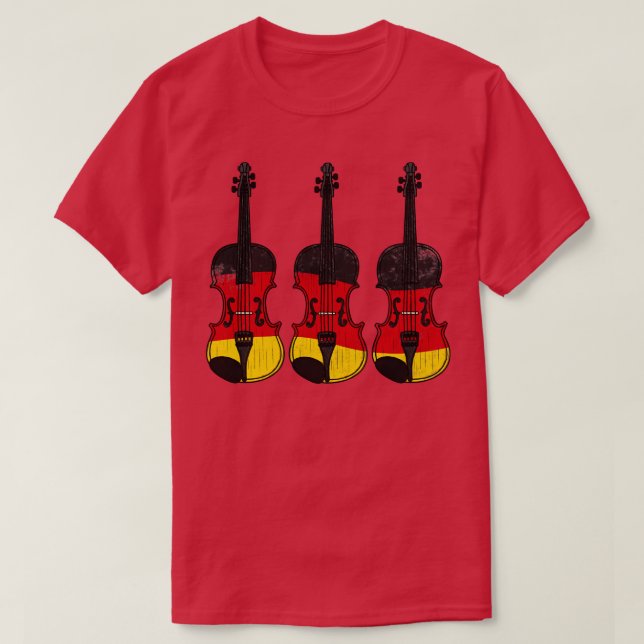 Violin German Flag Violinist String Musician Germa T-Shirt (Design Front)