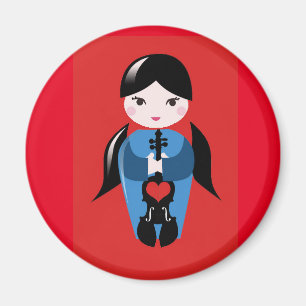 Violin Gift for Girl-Magnet-Violin Heart Girl Magnet