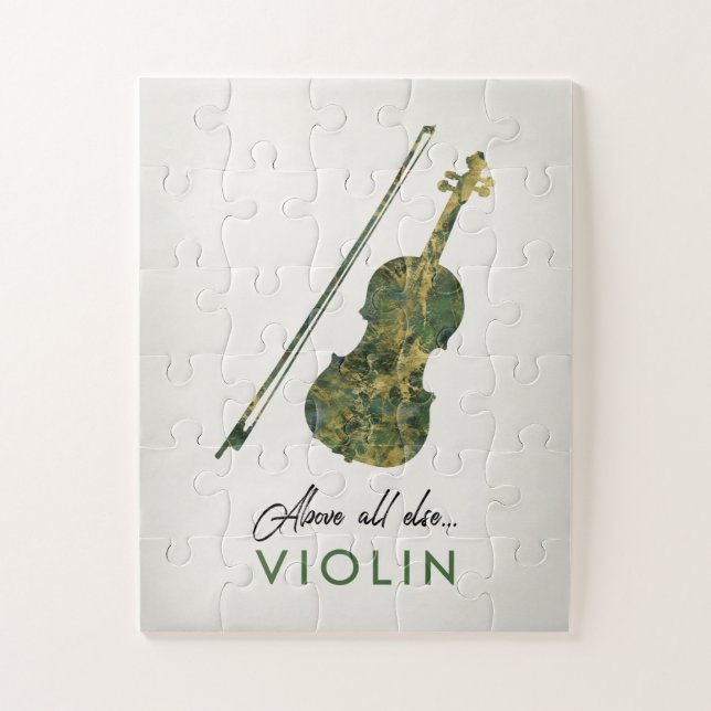 Violin - Green Marble Music Jigsaw Puzzle (Vertical)