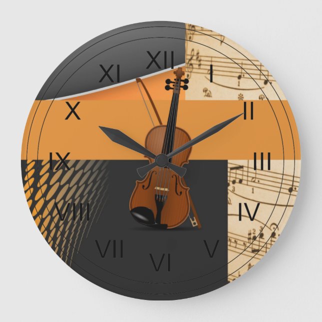 Violin in Abstract Music-Theme Large Clock (Front)