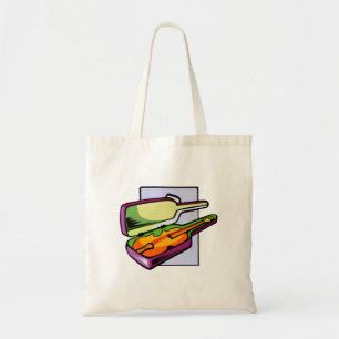 Violin in case purple and green graphic tote bag
