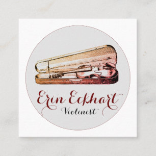 Violin In Case Violinist Musician Square Business Card