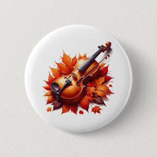 Violin in the bed of leaves 6 cm round badge