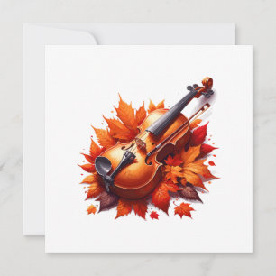 Violin in the bed of leaves invitation