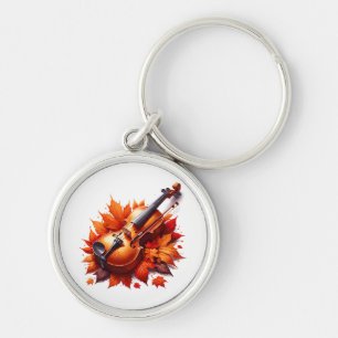 Violin in the bed of leaves key ring