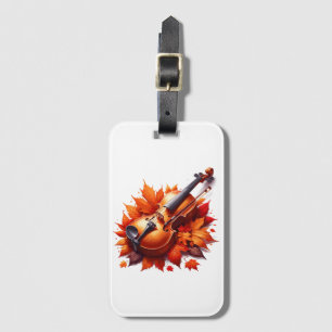 Violin in the bed of leaves luggage tag