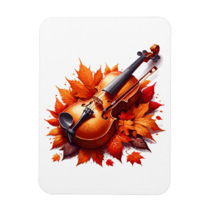 Violin in the bed of leaves magnet