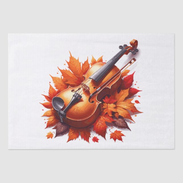 Violin in the bed of leaves tissue paper (Front)