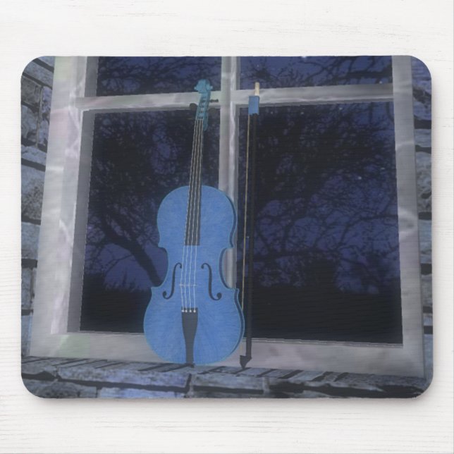 Violin in the Window: Blue Version: Mousepad (Front)