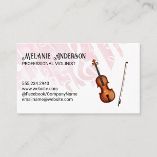 Violin Instrument   Music Sound Notes Background Business Card