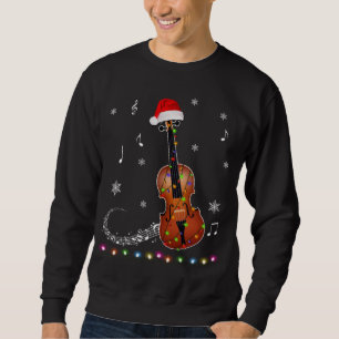 Violin Instrument Santa Hat Christmas Lights Xmas Sweatshirt