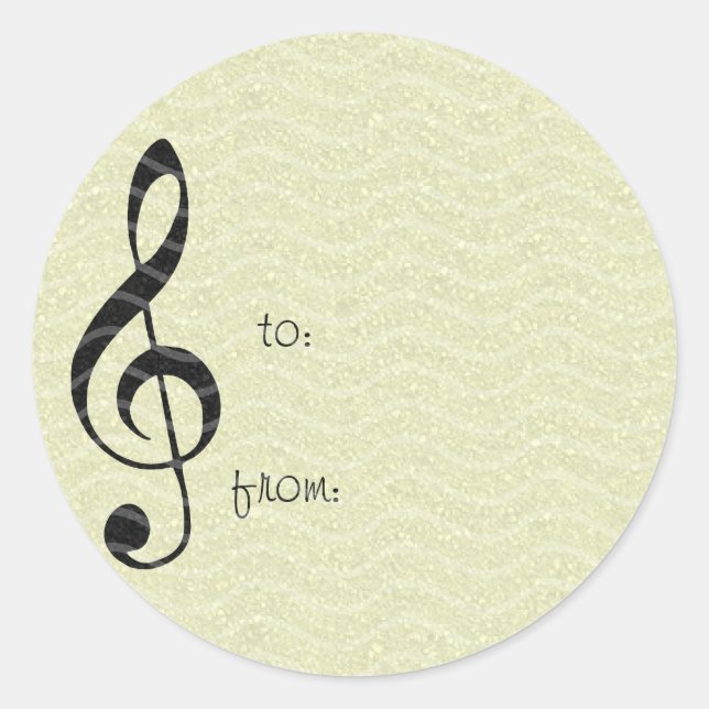 violin key music classic round sticker (Front)