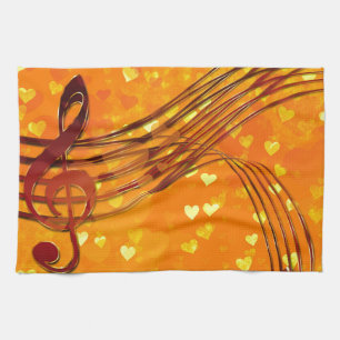 Violin key tea towel