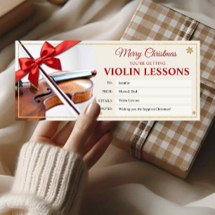 Violin Lessons Christmas Gift Certificate Card