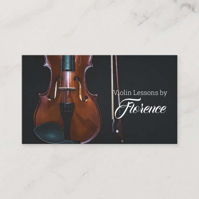 Violin Lessons Music Teacher Business Card (Front)