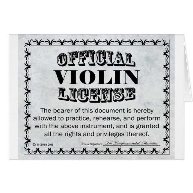 Violin License (Front Horizontal)