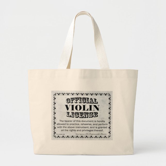 Violin License Large Tote Bag (Front)