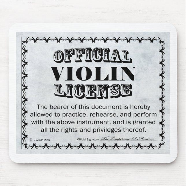 Violin License Mouse Mat (Front)
