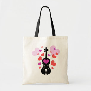 Violin Love and Hearts Tote Bag