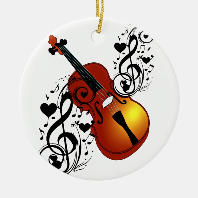 Violin,Lover at Heart_ Ceramic Tree Decoration (Front)