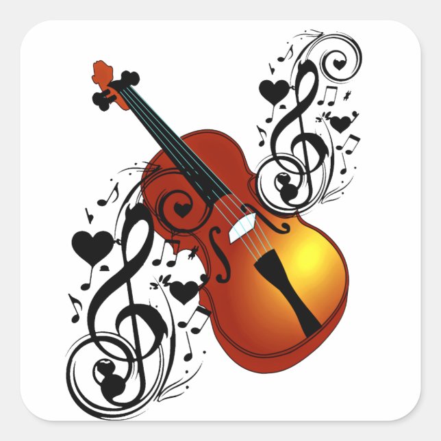 Violin,Lover at Heart_ Square Sticker (Front)