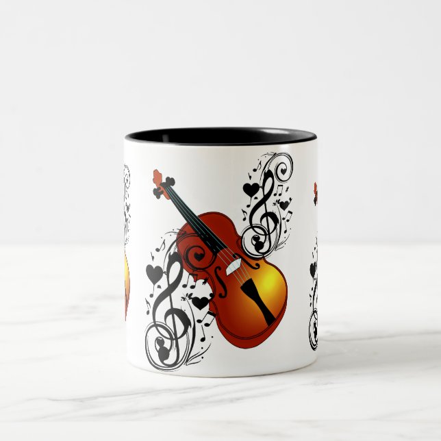 Violin,Lover at Heart_ Two-Tone Coffee Mug (Center)