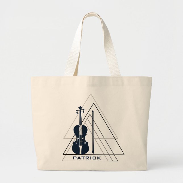 Violin minimal negative space Modern Violinist Large Tote Bag (Front)