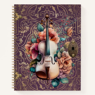 Violin Monogram Purple Enchanted Notebook