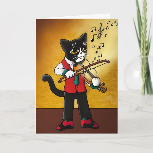 Violin Music Cat Card (Front)