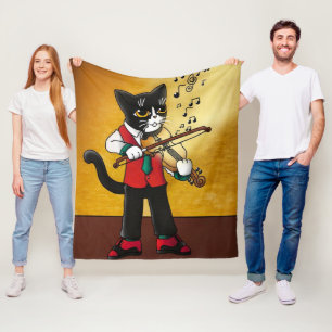 Violin Music Cat Fleece Blanket
