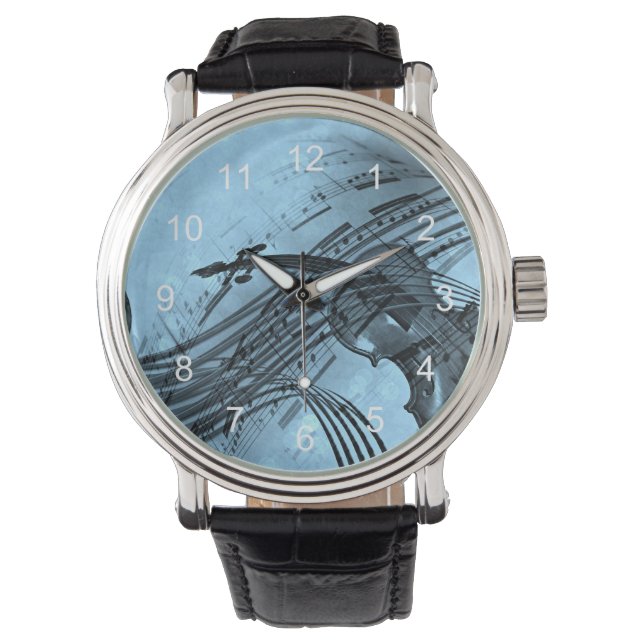 Violin Music Design in Light Blue Watch (Front)