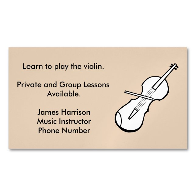 Violin Music Instructor Business Card Magnets (Front)