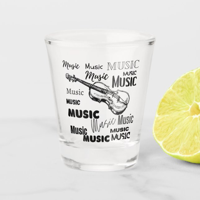 violin Music , instrument, lovers  Shot Glass (Front)