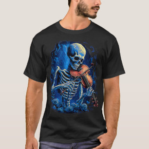 Violin Music Lover Skeleton Playing Violin Cello H T-Shirt