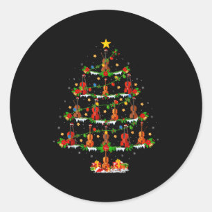 Violin Music Lover Xmas Lighting Violin Christmas Classic Round Sticker