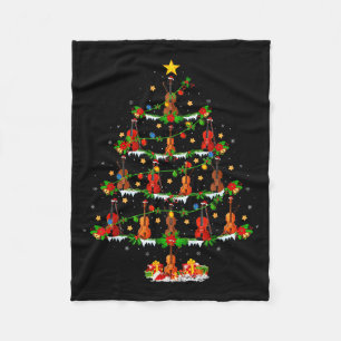 Violin Music Lover Xmas Lighting Violin Christmas Fleece Blanket