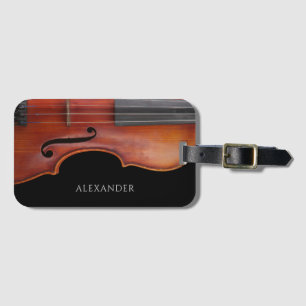 Violin music luggage tag
